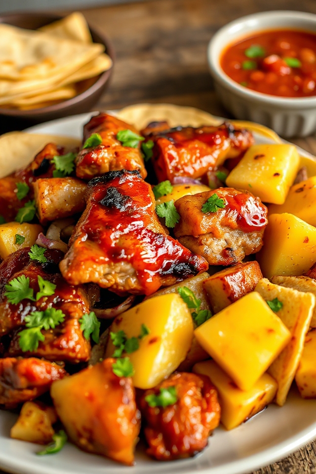 grill marinated pork and pineapple