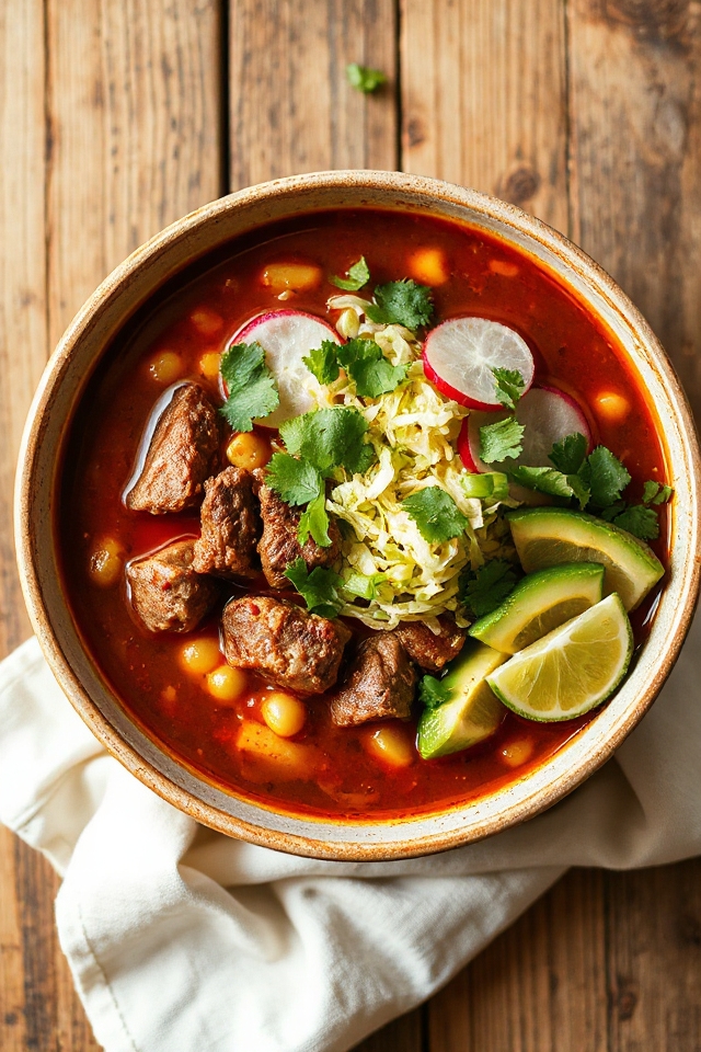 hearty beef pozole dish