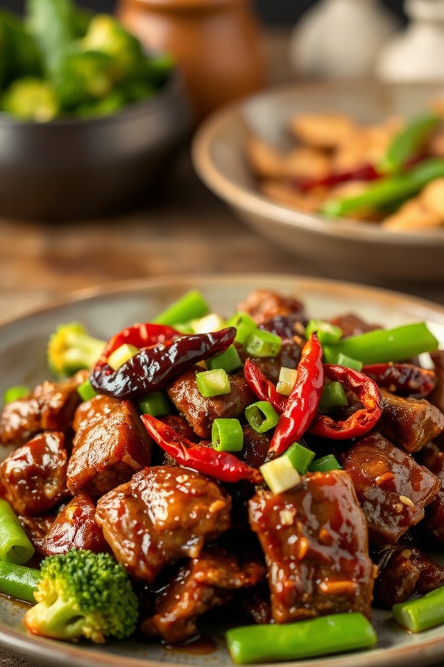 marinated stir fried hunan beef