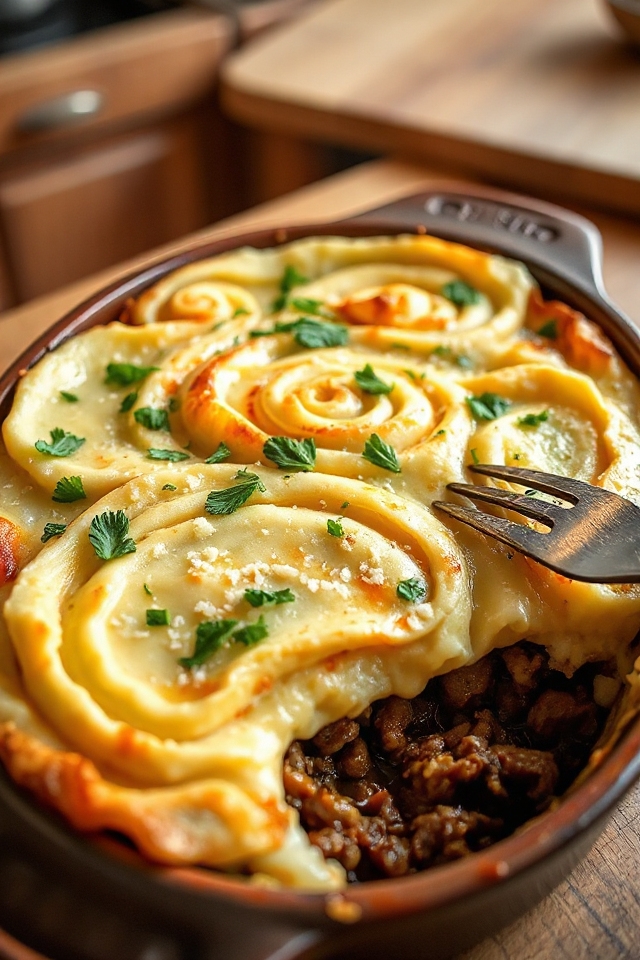 savory beef and mashed potatoes