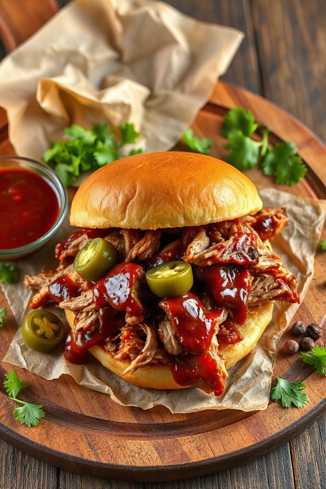 savory pulled pork sandwich