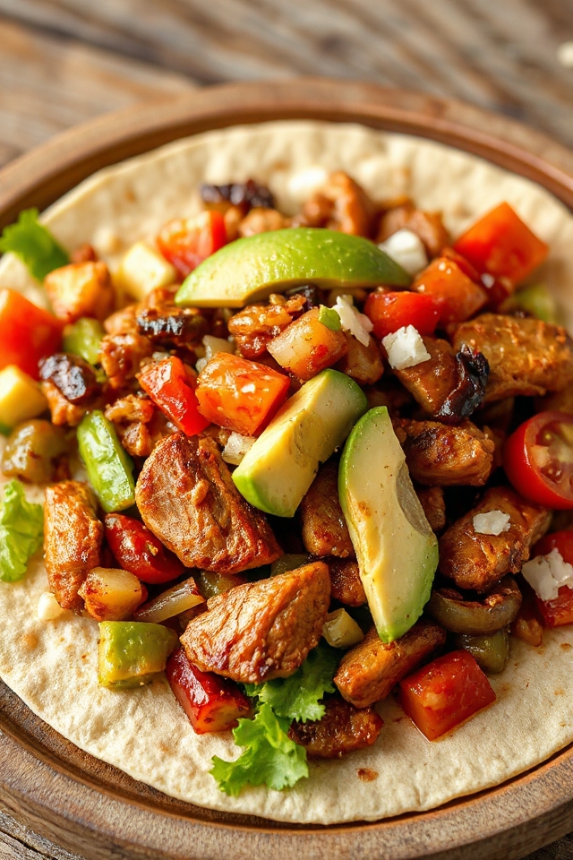 sizzling pork fajitas assembly