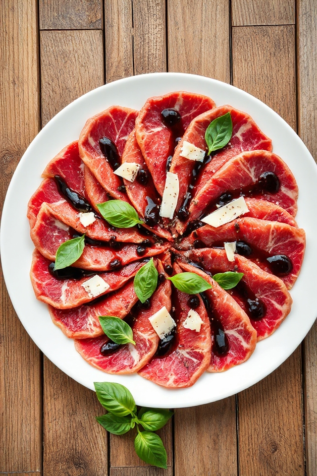 sliced raw beef appetizer